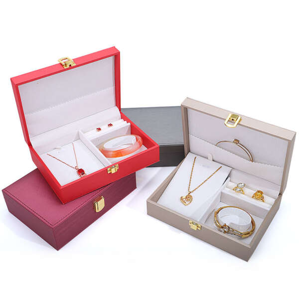 right angle PU leather jewelry box for ring earrings pendant necklace view 6