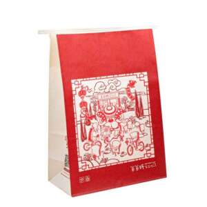 oil proof brown kraft takeaway snack food packaging bag view 1