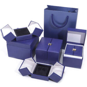 luxury leather double door ring jewelry storage box - front view