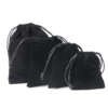 black flannel drawstring bracelet jewelry gift pouch - retail display