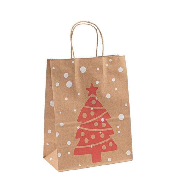 flexo printed supermarket cafe promotion paper bag with handles view 2