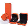 orange leather custom logo jewelry box for necklace earrings - front view