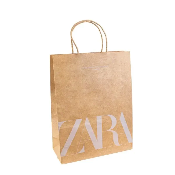 reusable eco kraft paper bag for food storage shopping view 1