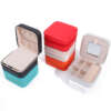 travel portable square jewelry zipper storage box with mirror - gift packaging