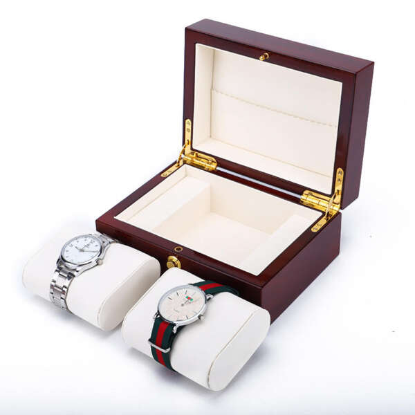 custom logo wooden watch box with pillow jewelry packaging - detail view