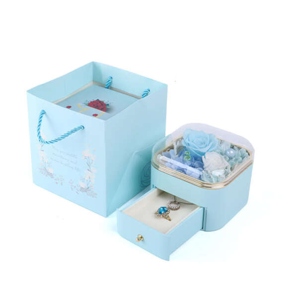 luxury rose drawer jewelry gift box with tote bag - retail display