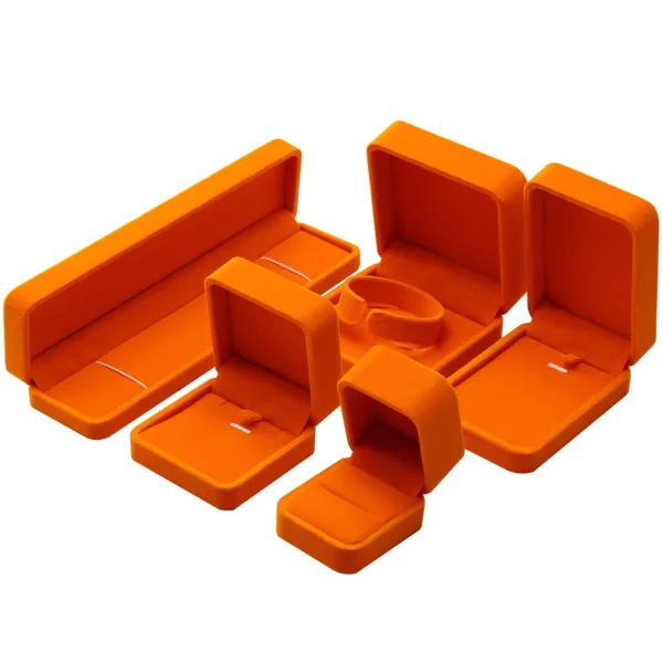 orange custom logo ring jewelry packaging box - front view