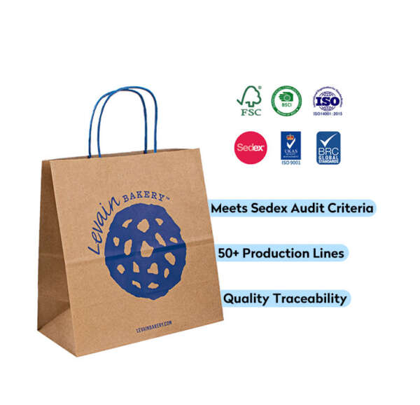 kraft shopping paper bag with handle for small product packaging front view