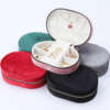 round zipper jewelry storage box for necklace ring earrings - open display view