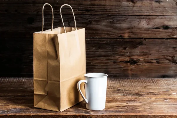 brown kraft Christmas shopping gift paper bag with custom printing view 3