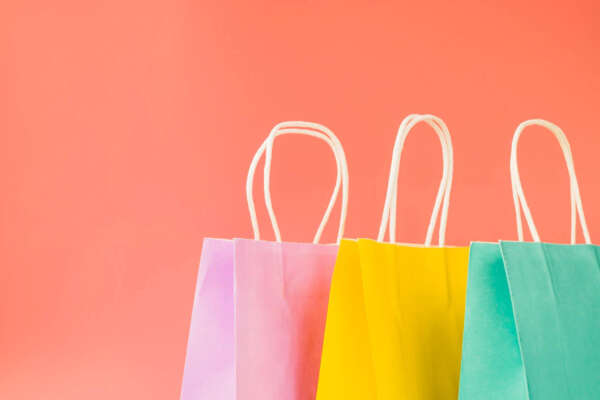 flexo printed recyclable kraft paper shopping bag for supermarket use view 3