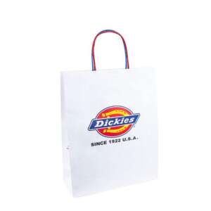 recyclable brown kraft paper bag with handles and logo print view 1