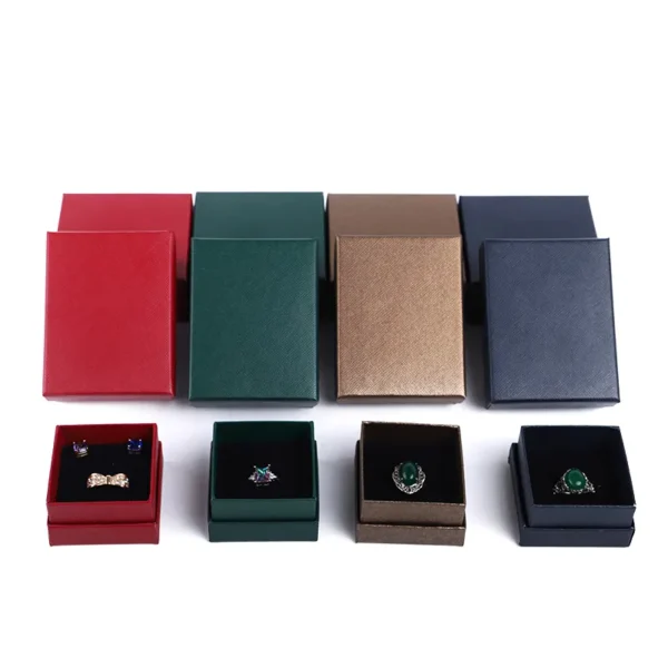 twill check cardboard bracelet necklace jewelry gift box - front view