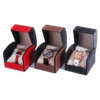solid color PU leather flip watch box for mechanical watch travel case - gift packaging
