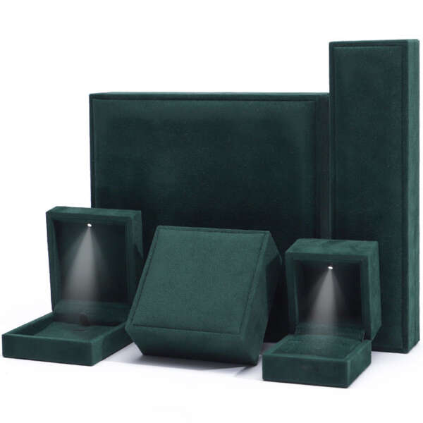 LED necklace and ring jewelry box with light and printed logo - retail presentation