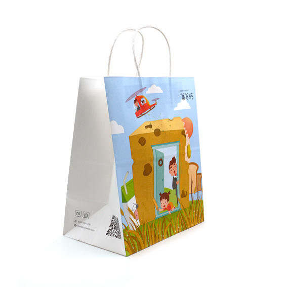 Custom CMYK kraft gift paper bag for gifts, retail promotions, Spanish-market packaging and custom logo orders