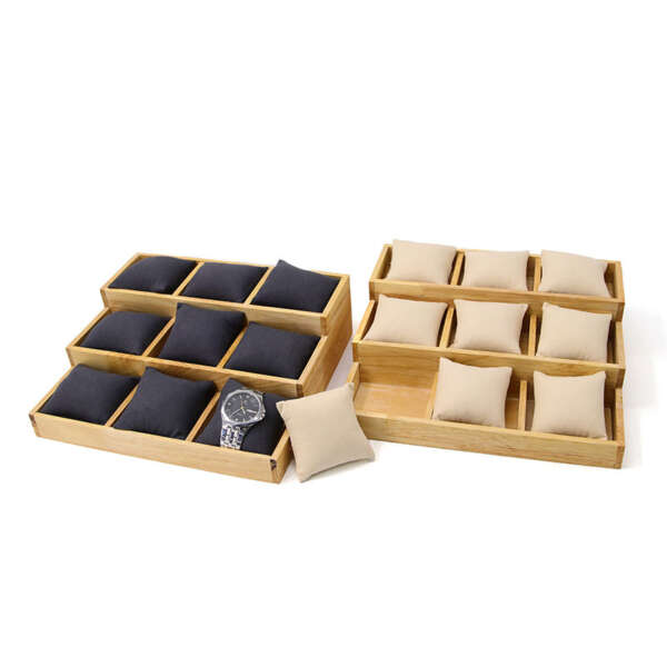 Open dark wood jewelry tray showing three layer structure