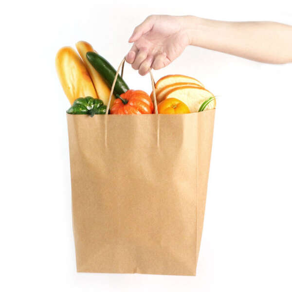 large recycled shopping paper bag with handle and custom logo view 6