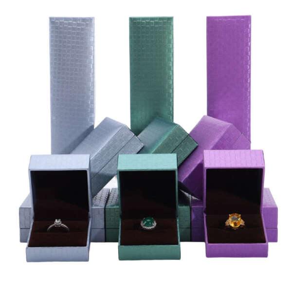 purple paper jewelry packaging box for pendant bracelet necklace ring - retail display