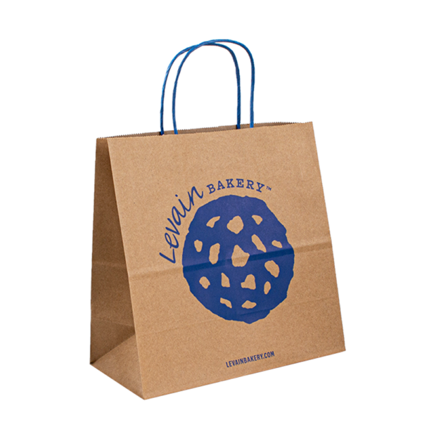 recycled paper recycled rope handle retail carrier bag with logo print detail