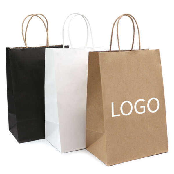 white brown kraft twisted handle shopping carrier paper bag front view