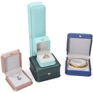 crown PU leather jewelry box for bracelet pendant necklace ring - detail view