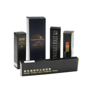 black skincare set retail cosmetic paper box packaging - front view