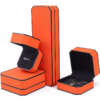 orange leather custom logo jewelry box for necklace earrings - custom logo option
