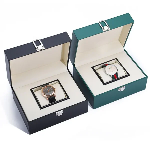 custom logo leather watch storage gift box for men watch packaging - detail view