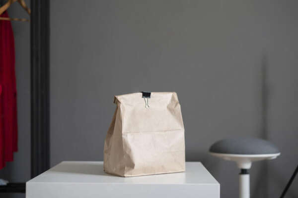 poly laminated kraft stand up bread paper bag packaging view 3
