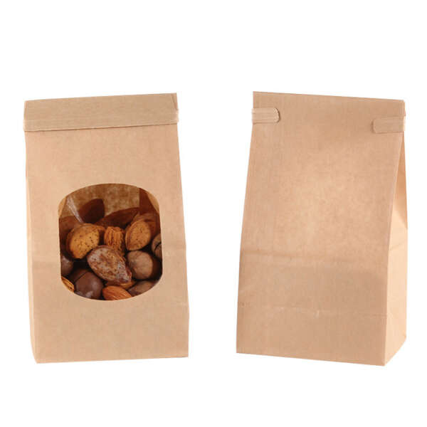 Printed recycled kraft shopping bag with paper handle for branded paper packaging