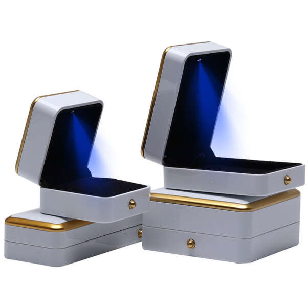white LED square jewelry packaging box for necklace ring view 3