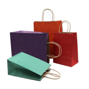 colorful kids birthday gift kraft paper bag with handles view 2