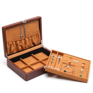 double layer PU leather flip jewelry storage box for ring pendant bracelet view 2