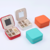 leather square zipper jewelry box with mirror for earrings pendant ring - gift packaging use