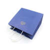 blue color printed wide base handle paper packing bag view 3