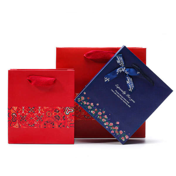 custom logo kraft paper wedding shopping bag with ribbon - gift packaging