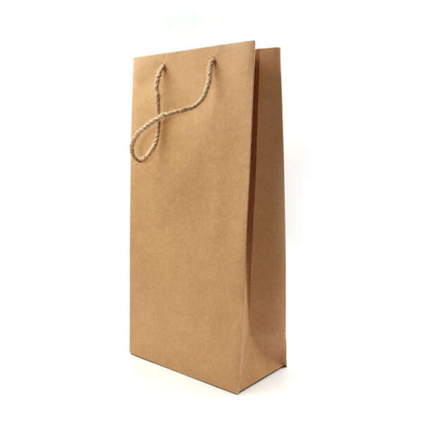 Printed wine packing gift paper bag with handle for branded paper packaging