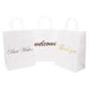 Printed gold white rope handle gift bag for branded retail and takeaway packaging