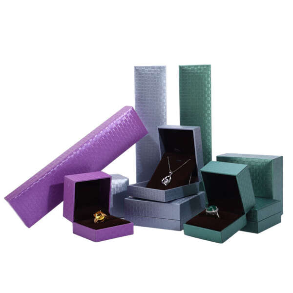 purple paper jewelry packaging box for pendant bracelet necklace ring - custom logo option
