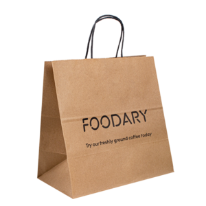 Custom small brown paper bag with handle for fruit, takeaway, retail packing, shipping gifts and eco bulk orders