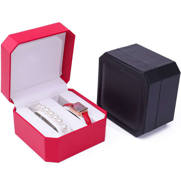 custom logo travel watch gift box with white plastic inside - retail display