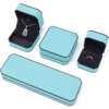 cyan leather custom logo jewelry box for necklace earrings - custom logo option