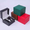 custom logo travel watch box with PU leather inside and black wood detail - gift packaging