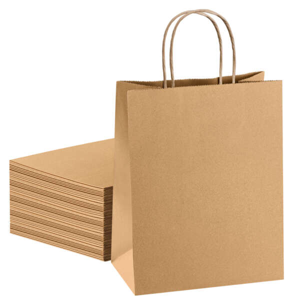 custom printed kraft paper packing bag with handle view 5