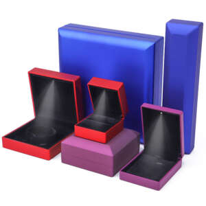 custom LED ring jewelry box for stud earrings necklace bracelet - front view