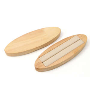 Custom bracelet display prop with natural wood finish