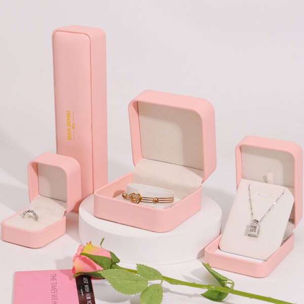 square leather jewelry box for earrings necklace ring - detail view