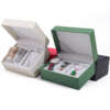 PU leather wooden travel watch gift box with custom logo display - front view