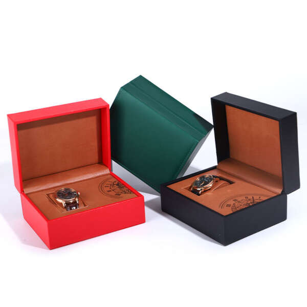 elegant PU leather flip travel watch case for mechanical watch packaging - custom logo option